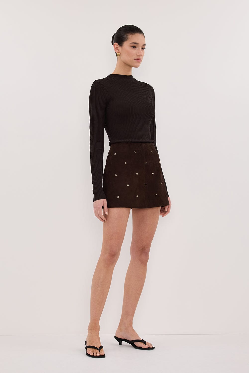 FIORA BITTER CHOC LONG SLEEVE KNIT TOP Clothing DISSH Boutiques 