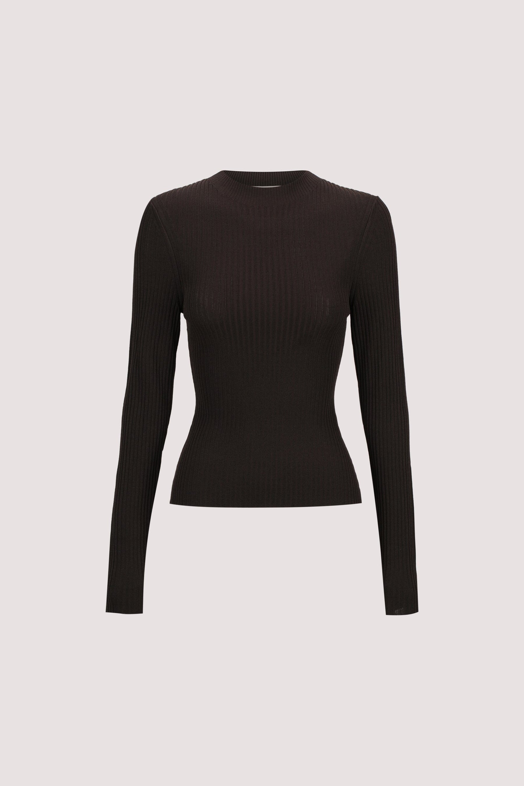 FIORA BITTER CHOC LONG SLEEVE KNIT TOP Clothing DISSH Boutiques 