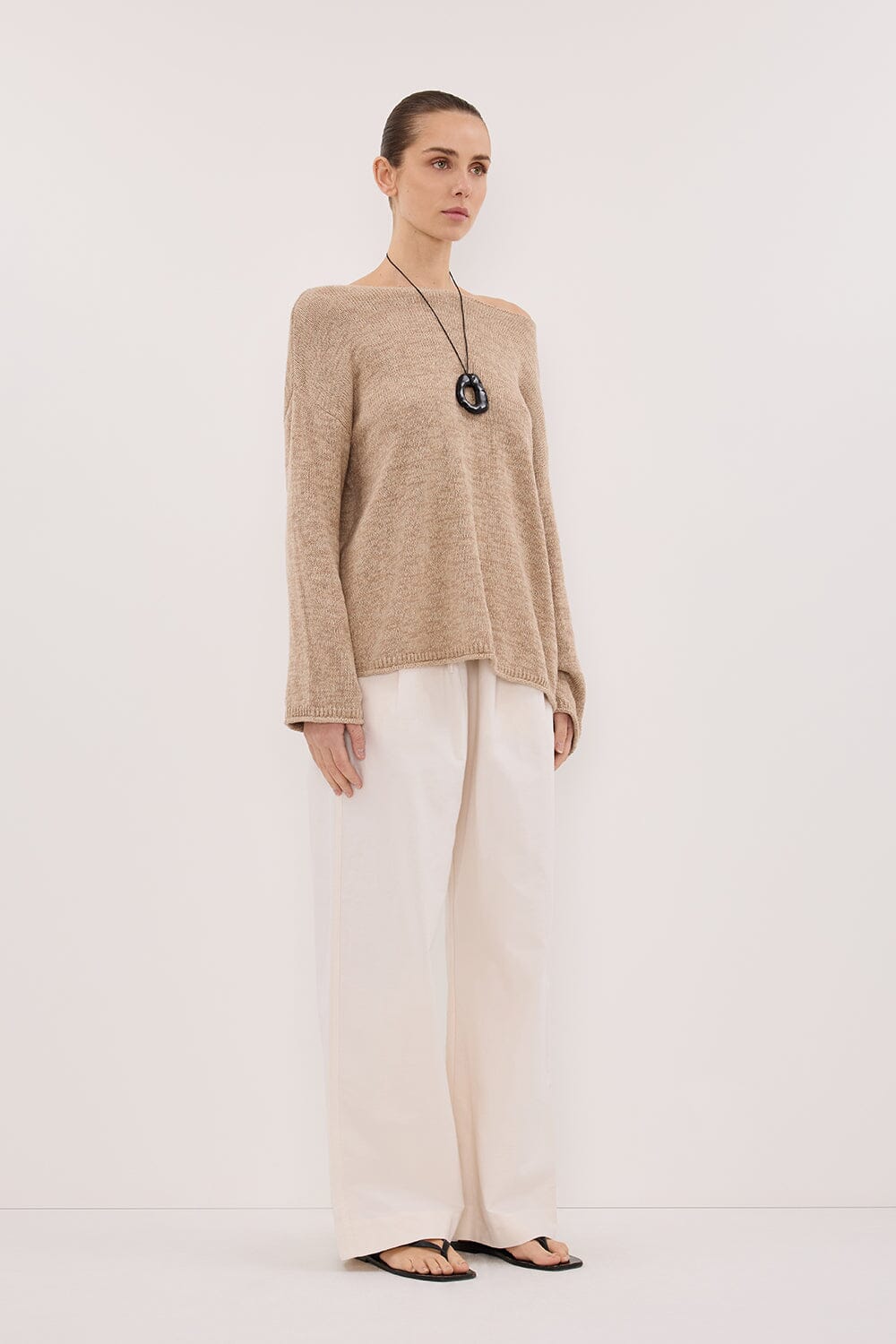 ALIZA NATURAL LONG SLEEVE KNIT JUMPER Clothing DISSH Boutiques 
