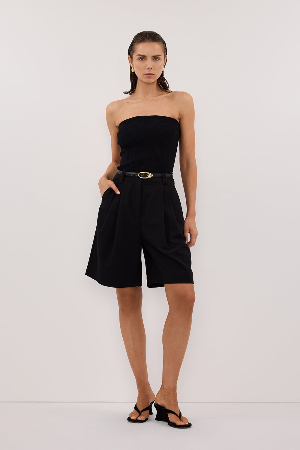 LIMA BLACK BANDEAU KNIT TOP Clothing DISSH Boutiques 