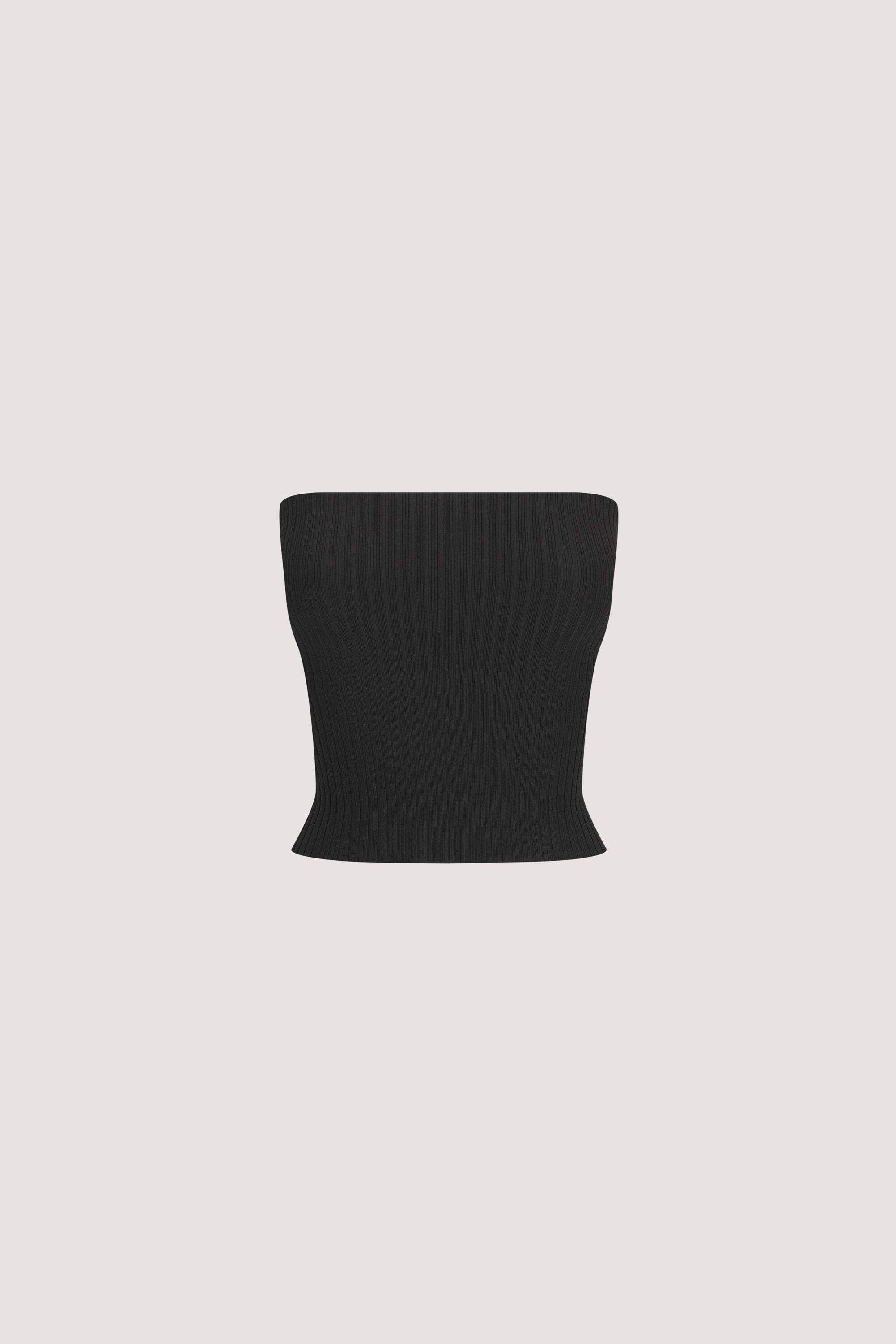LIMA BLACK STRAPLESS BANDEAU KNIT TOP