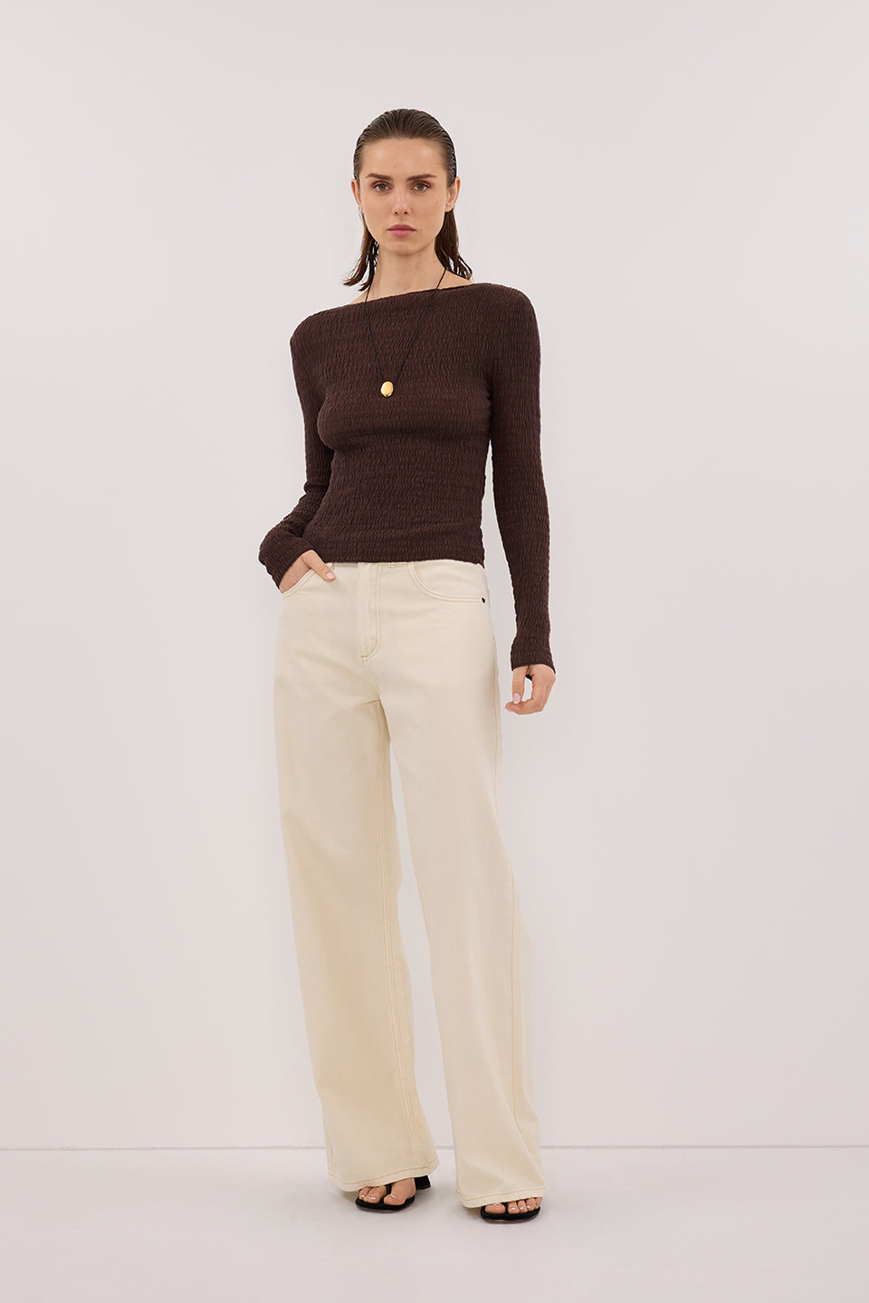 MELISSA CHOC LONG SLEEVE KNIT TOP Clothing DISSH Boutiques 