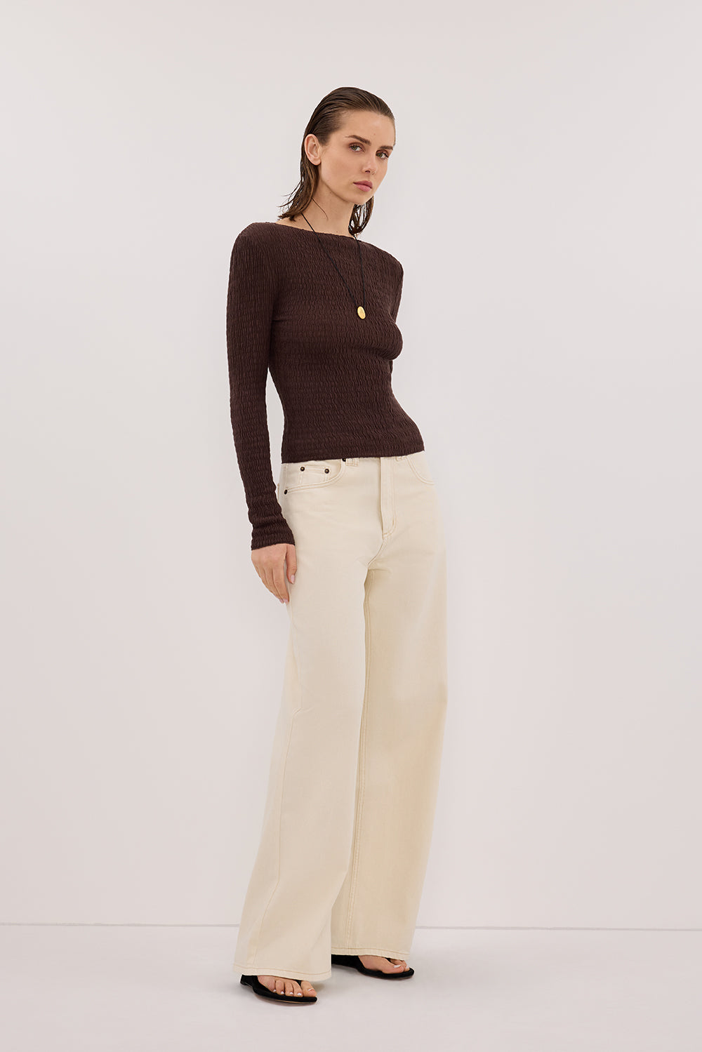 MELISSA CHOC LONG SLEEVE KNIT TOP Clothing DISSH Boutiques 