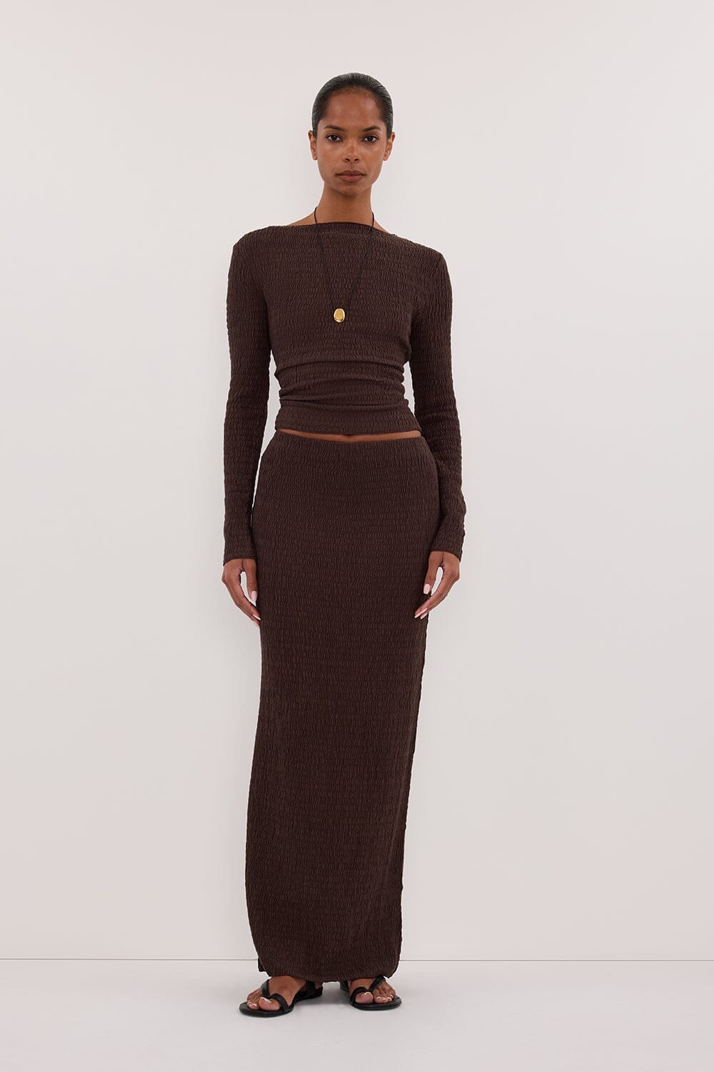 MELISSA CHOC LONG SLEEVE KNIT TOP Clothing DISSH Boutiques 