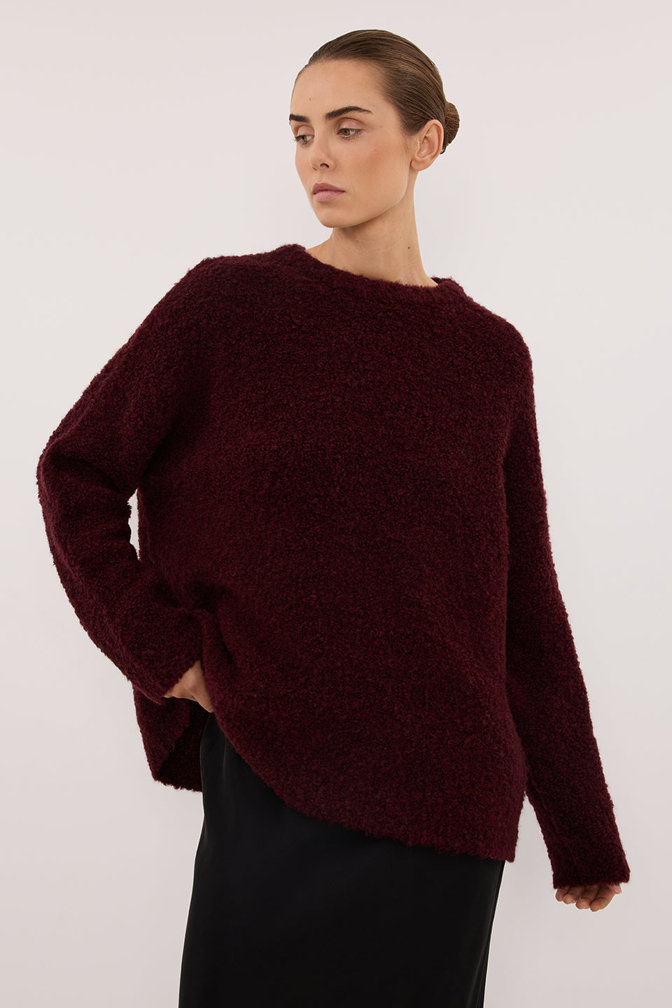 BILLIE WINE TEXTURED KNIT JUMPER