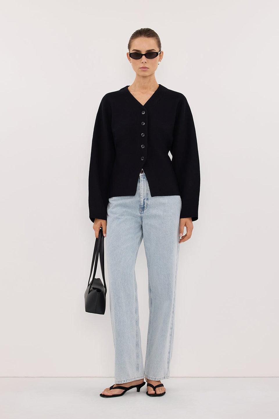 ETHEL BLACK V NECK CARDIGAN Clothing DISSH Boutiques 