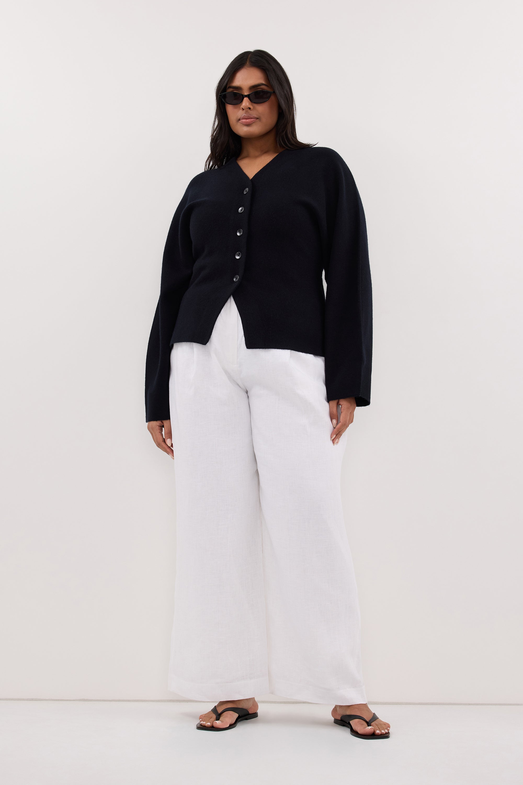 ETHEL BLACK V NECK CARDIGAN