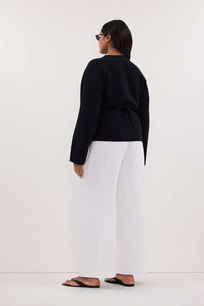 Shanaya wearing ETHEL BLACK V NECK CARDIGAN