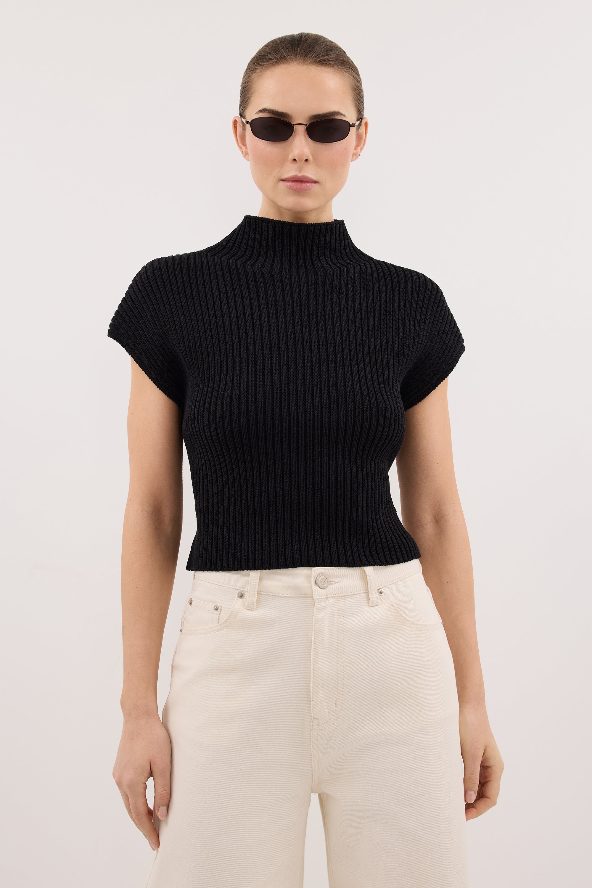 DELLA BLACK KNIT TOP