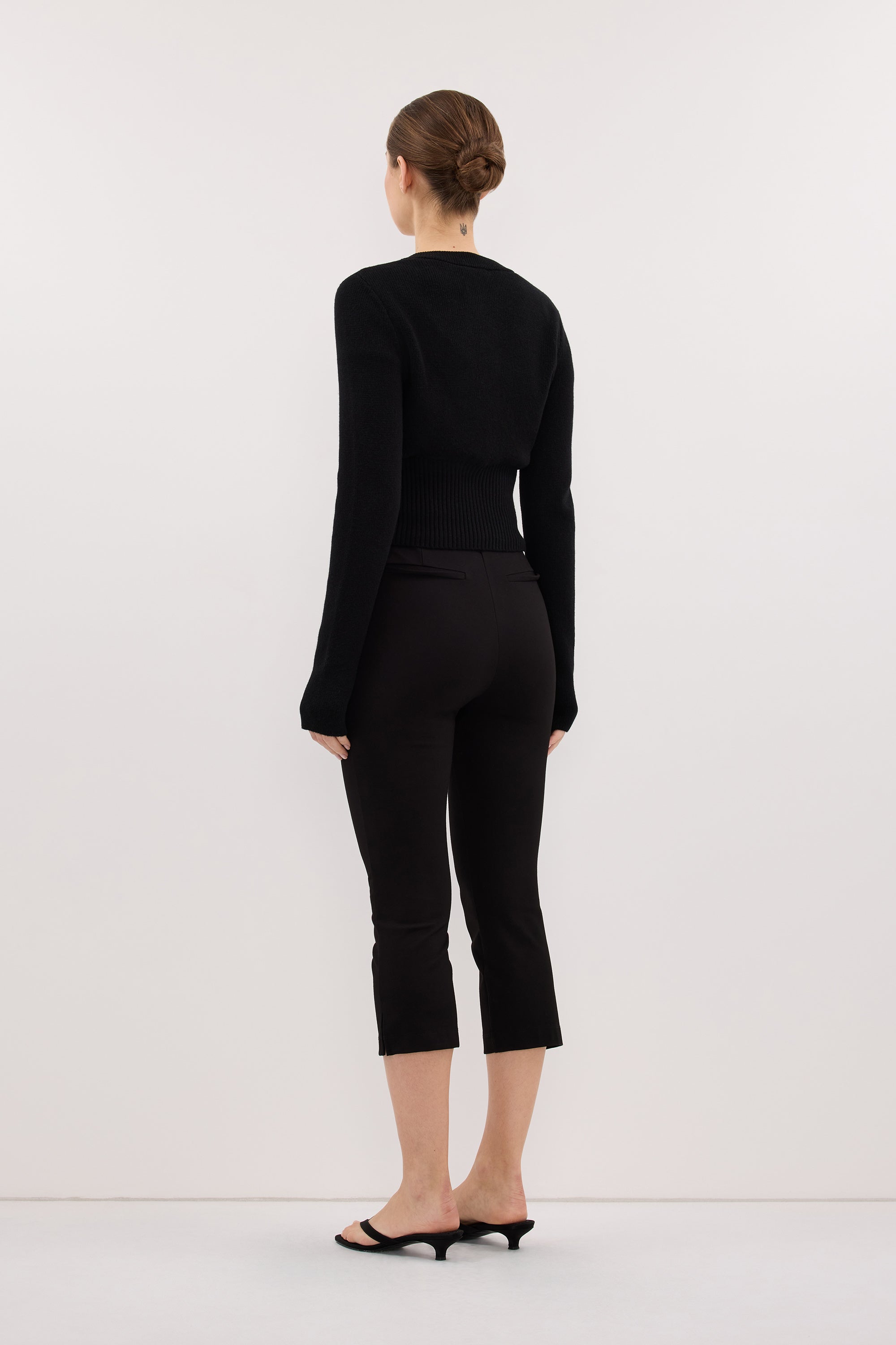 IRIS BLACK CREW KNIT CARDIGAN