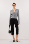 IRIS GREY MARLE CREW KNIT CARDIGAN
