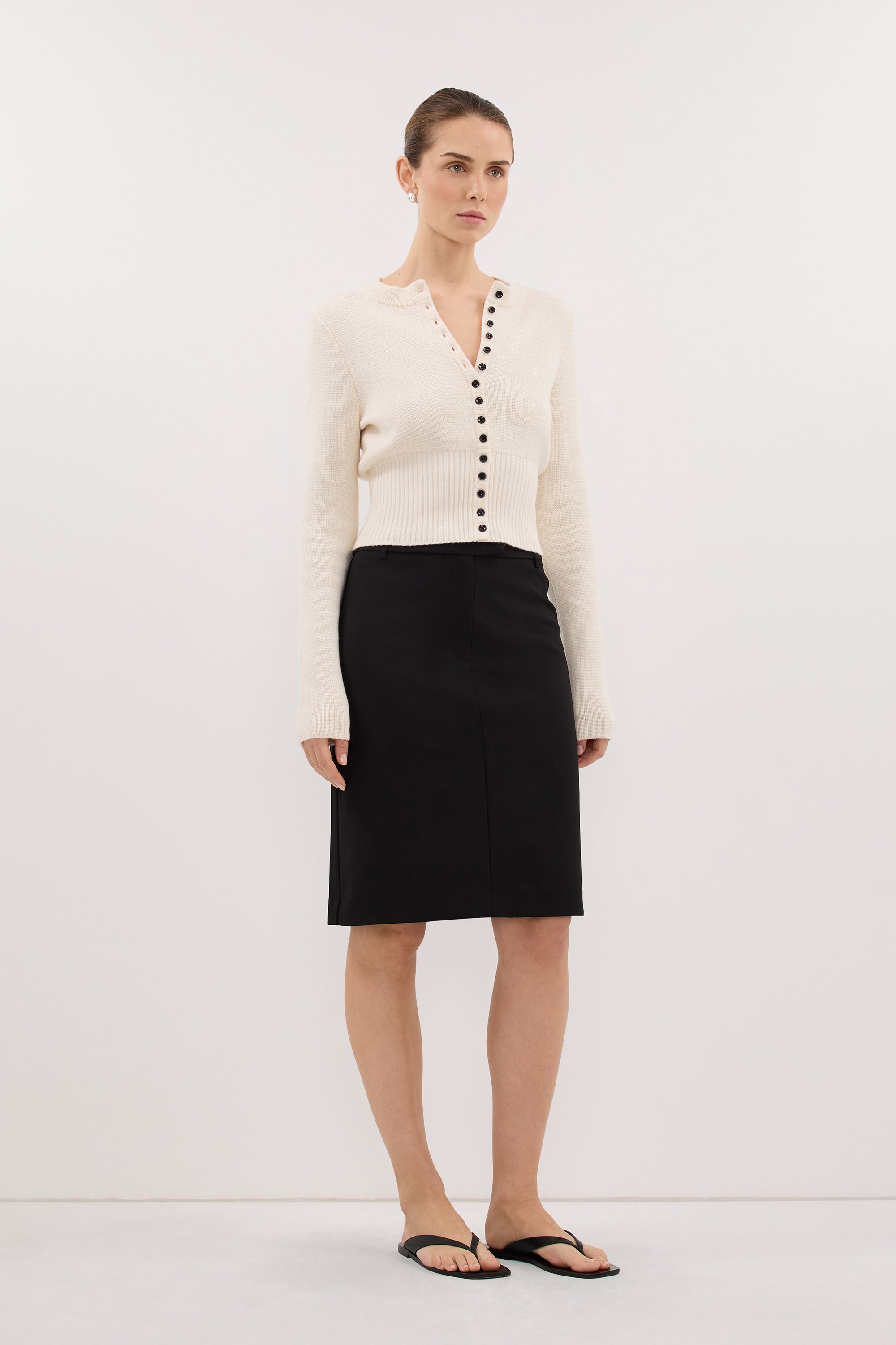 IRIS IVORY CREW KNIT CARDIGAN