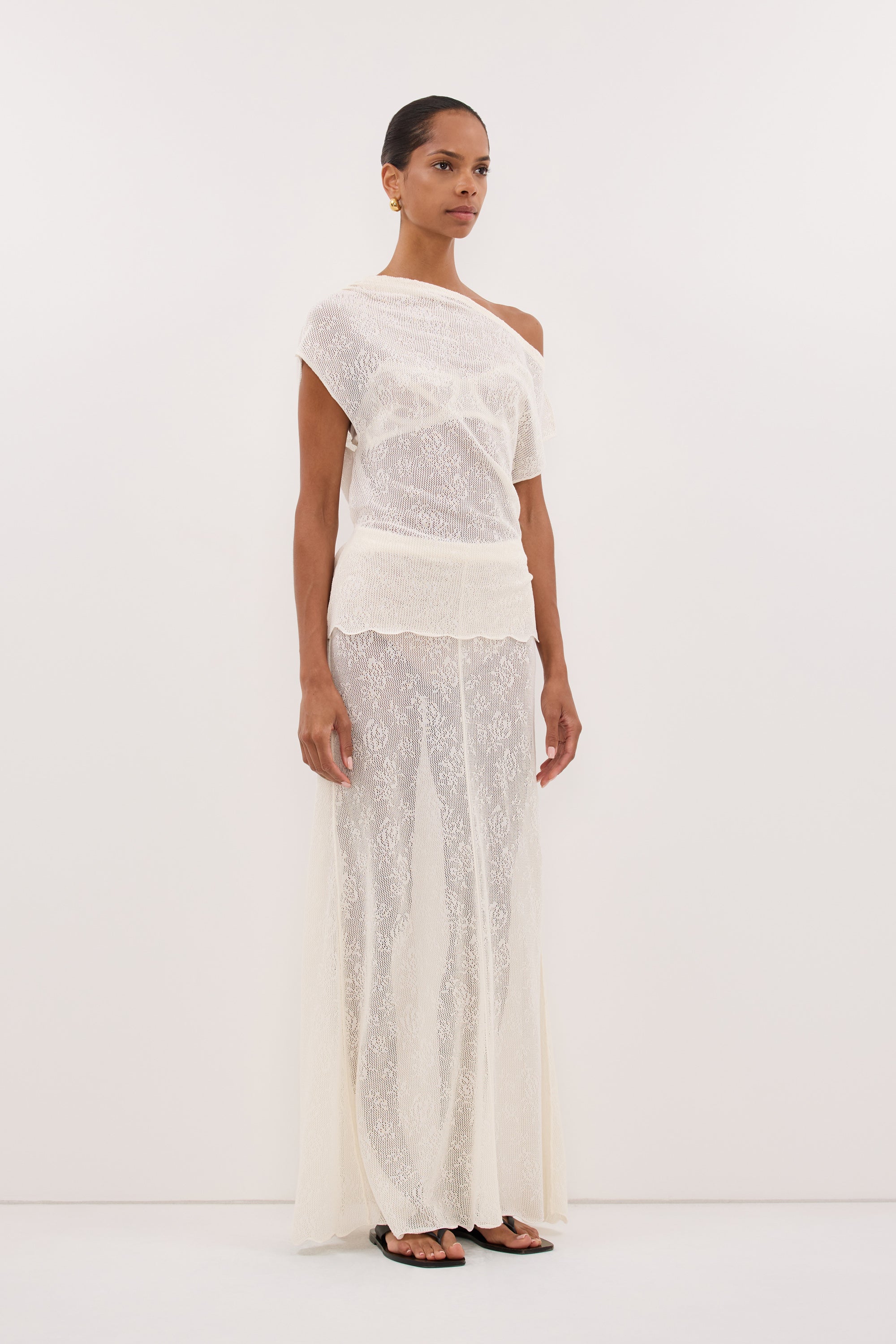 DELIA OFF WHITE LACE OFF SHOULDER TOP