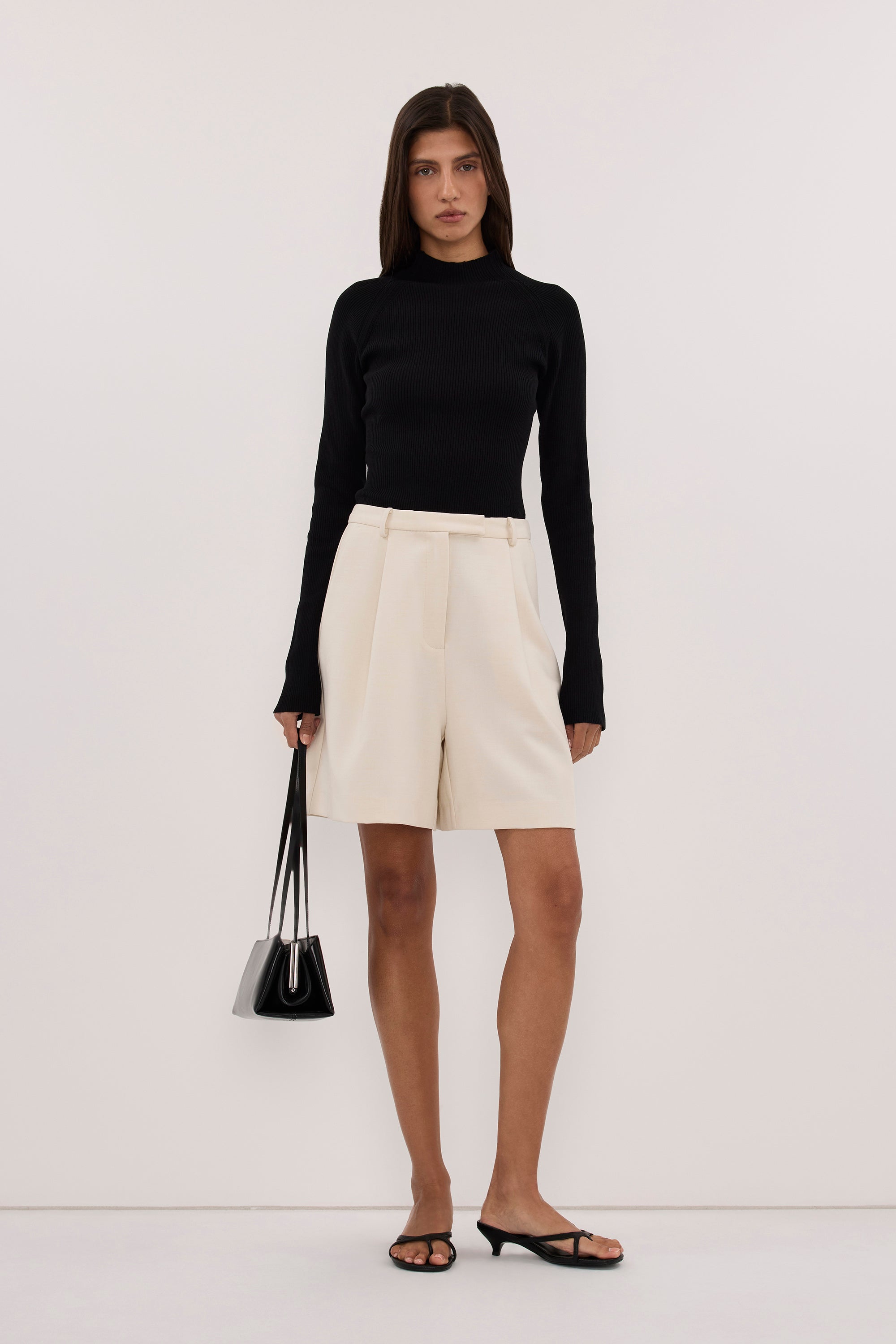 ANGEL BLACK RAGLAN FUNNEL NECK TOP