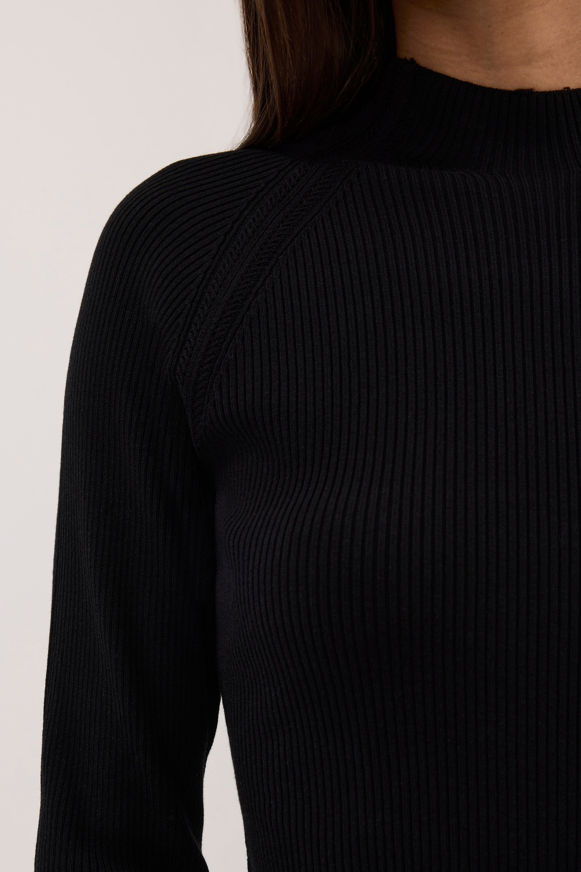 ANGEL BLACK RAGLAN FUNNEL NECK TOP