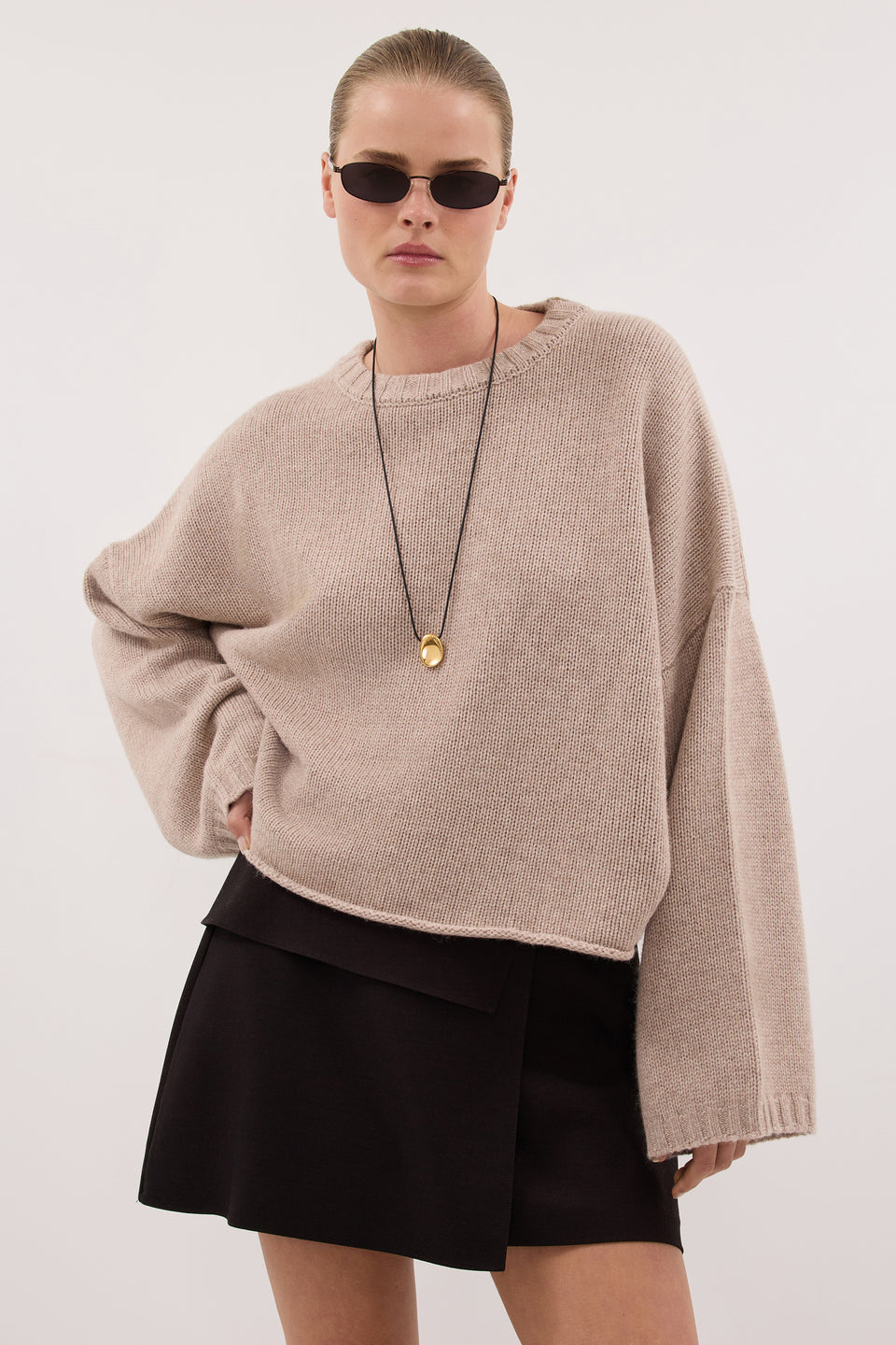 ADELINE OAT MARLE CREW KNIT JUMPER