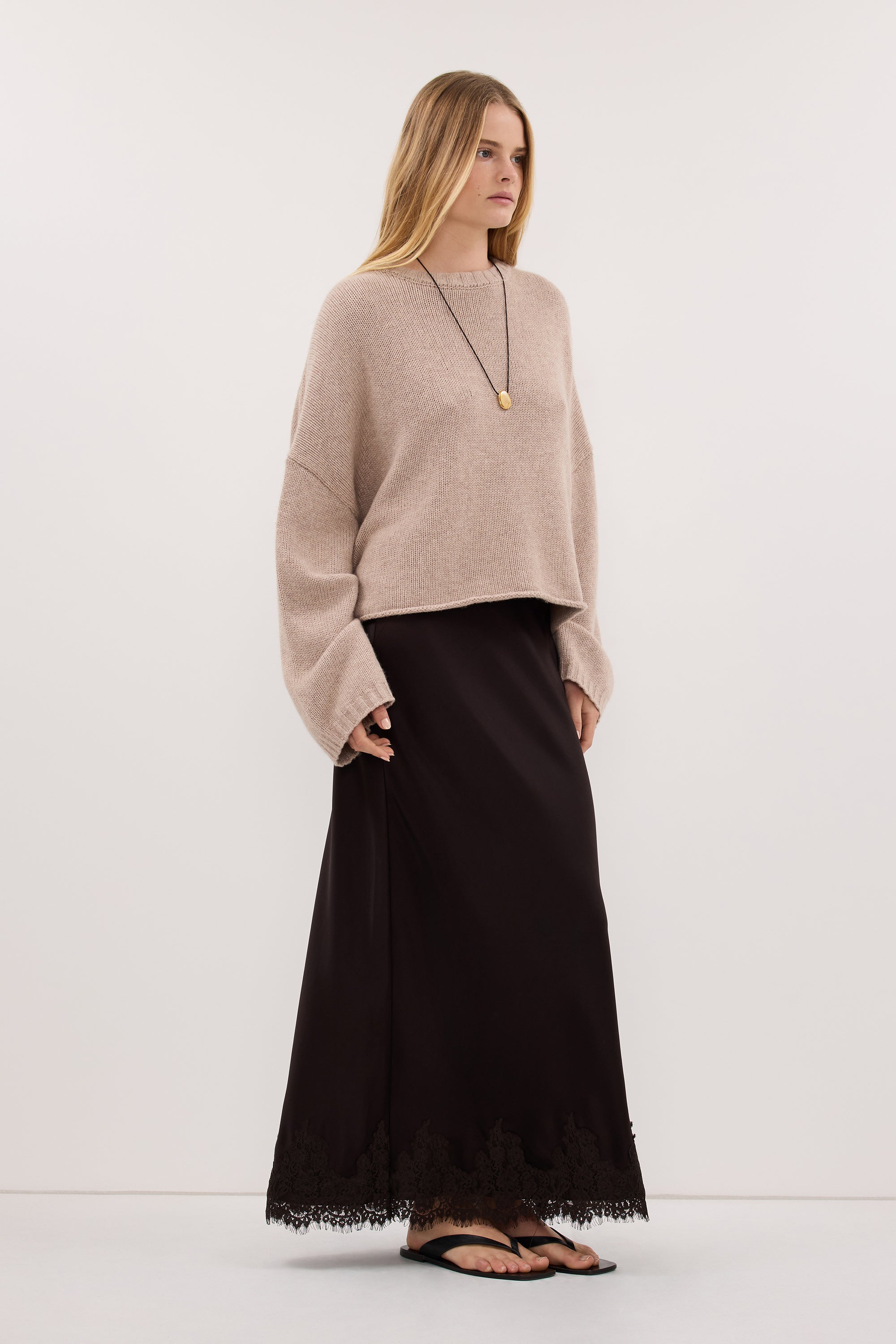 ADELINE OAT MARLE CASHMERE BLEND KNIT JUMPER