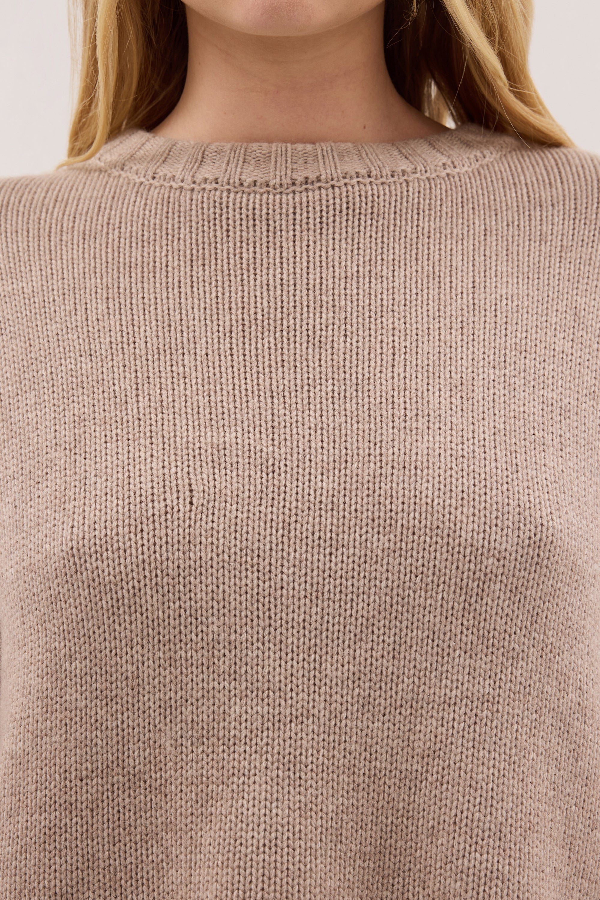 ADELINE OAT MARLE CASHMERE BLEND KNIT JUMPER