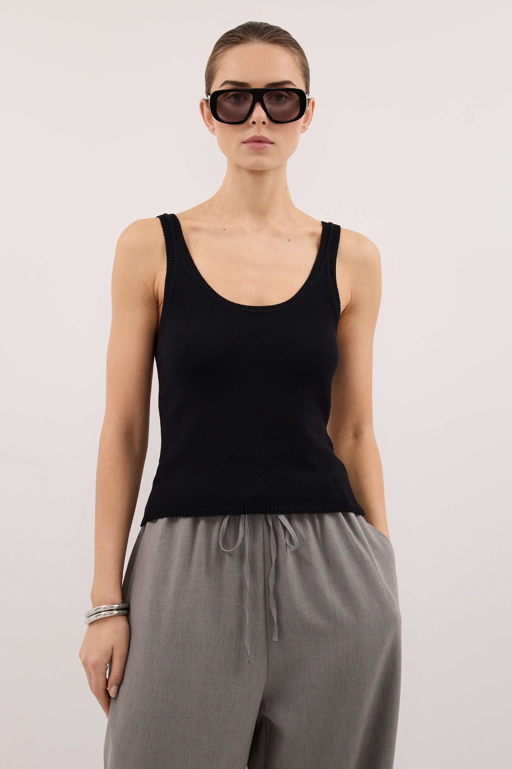 BRIGETTE BLACK KNIT TANK
