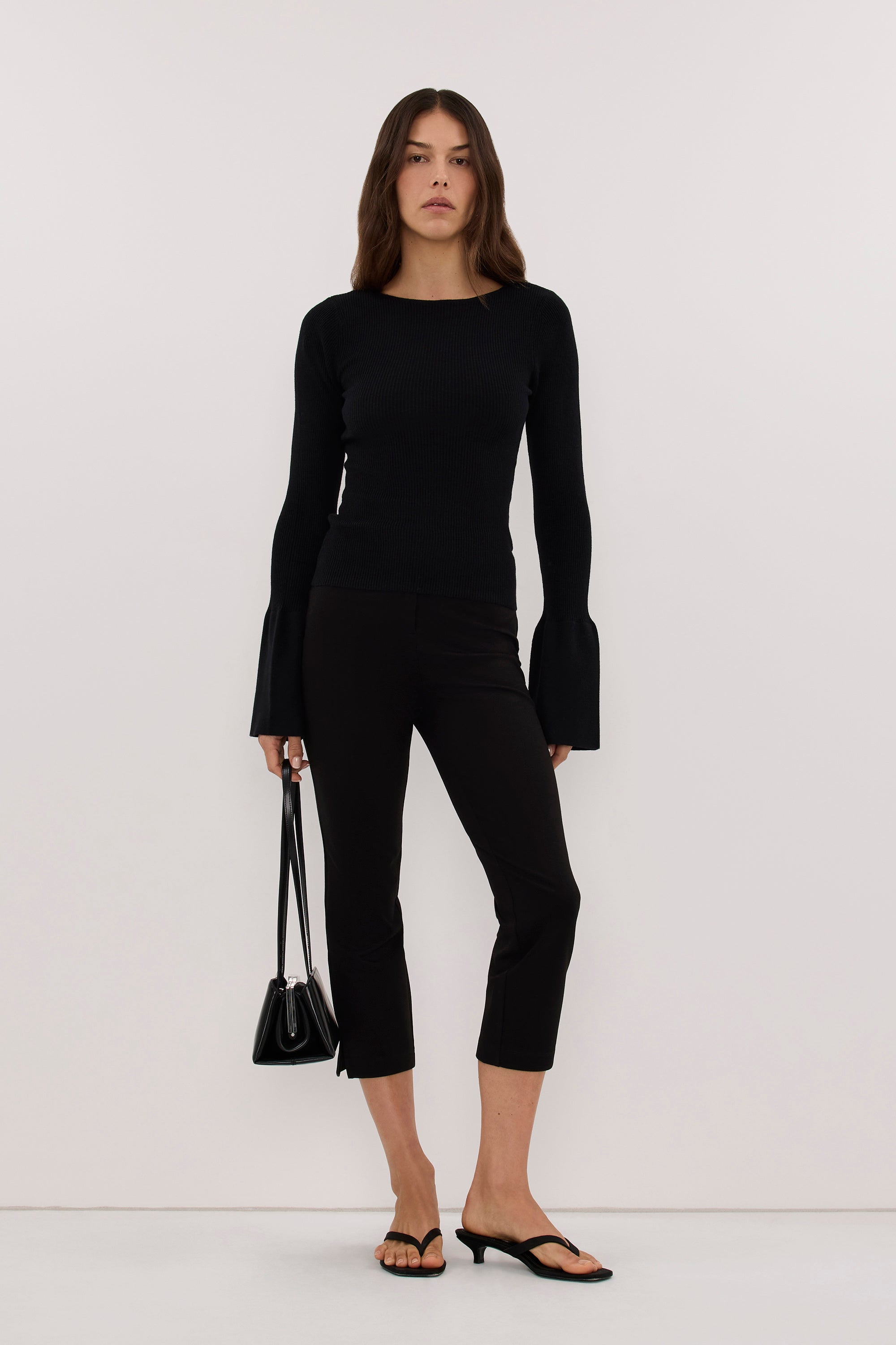 VARA BLACK LONG SLEEVE KNIT TOP