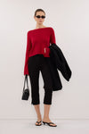 ILLARIA BURNT RED WIDE SLEEVE KNIT TOP
