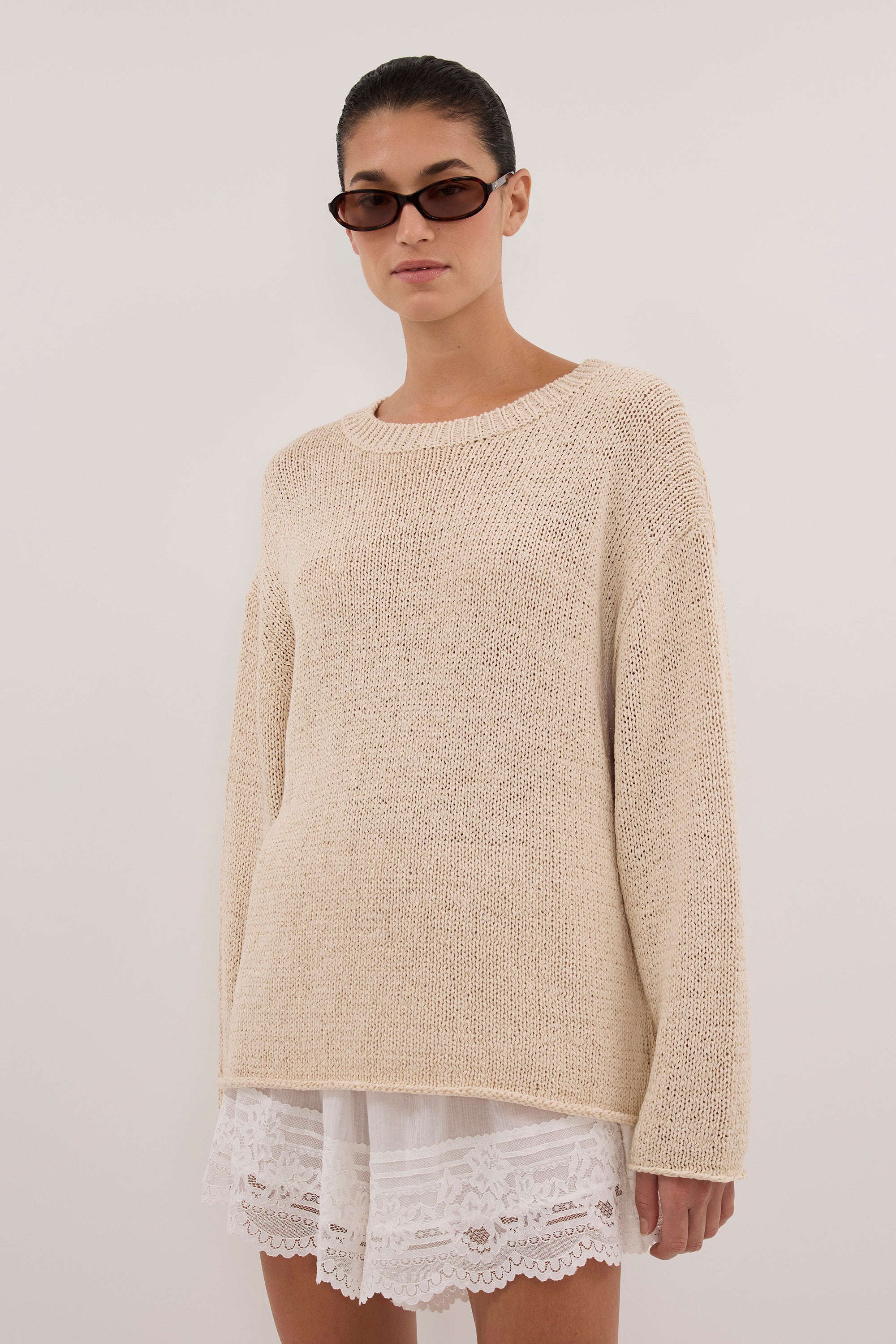 MIREYA NATURAL TEXTURED KNIT JUMPER