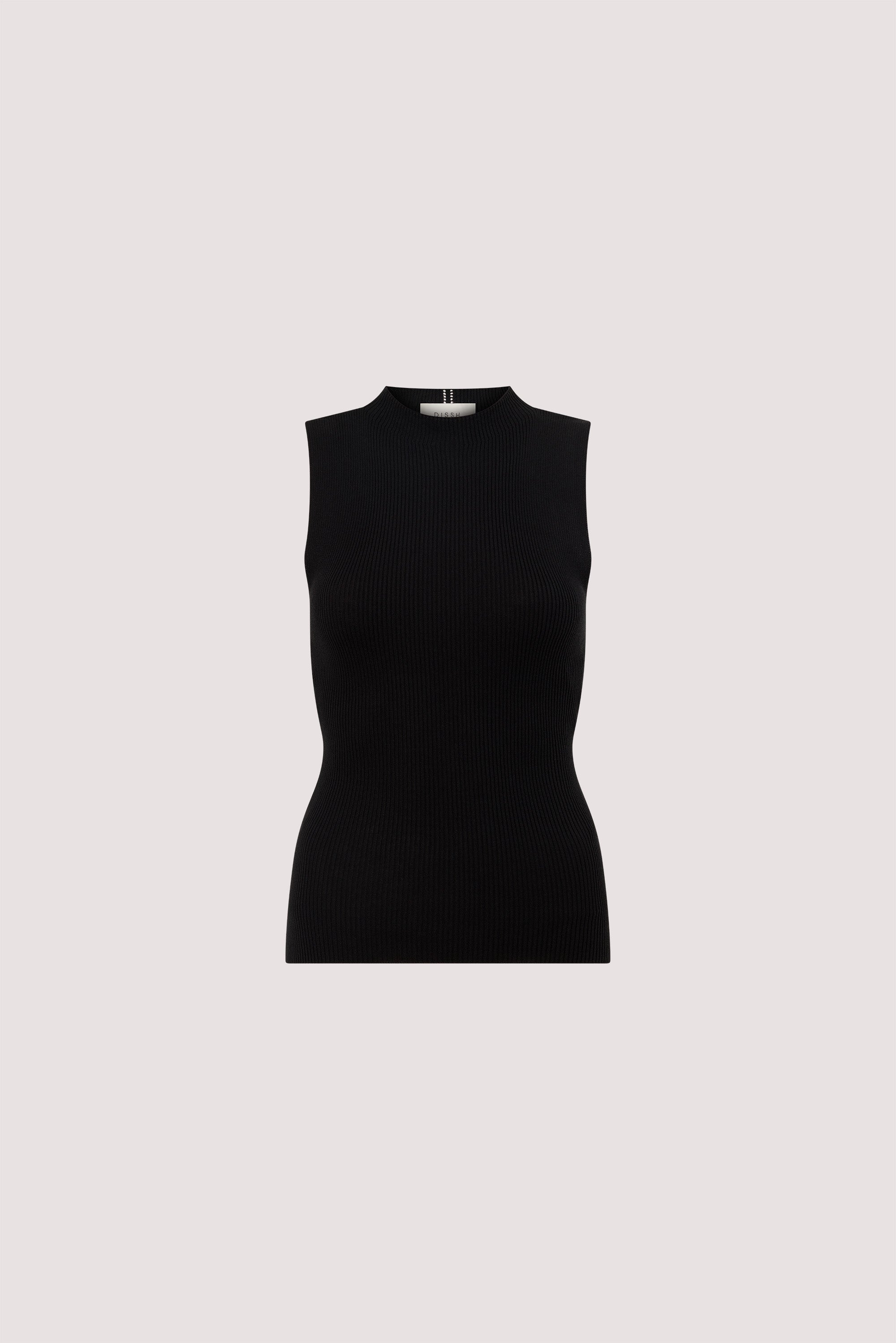 ANGEL BLACK SLEEVELESS KNIT TOP