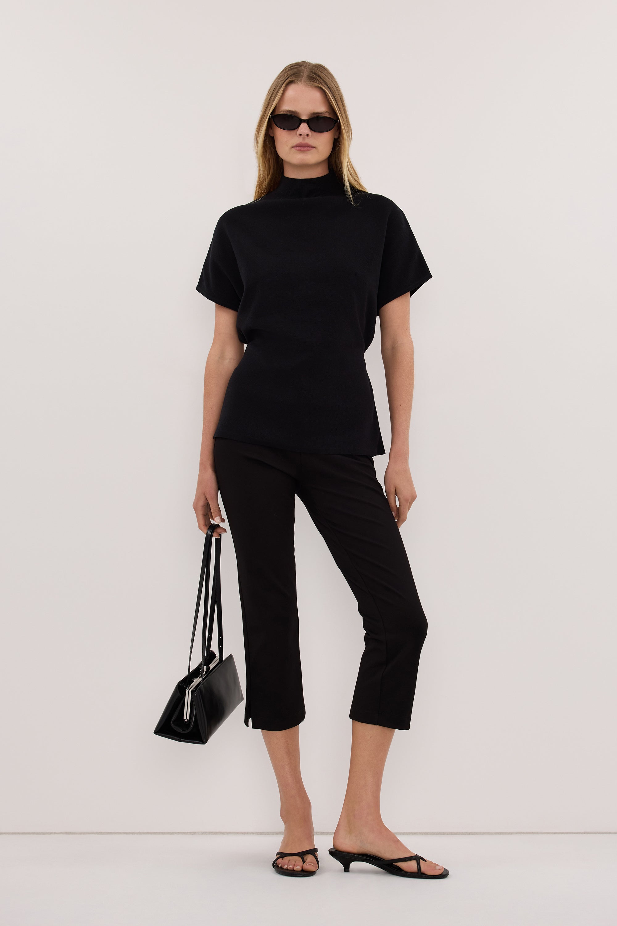 DIANA BLACK FUNNEL NECK TOP