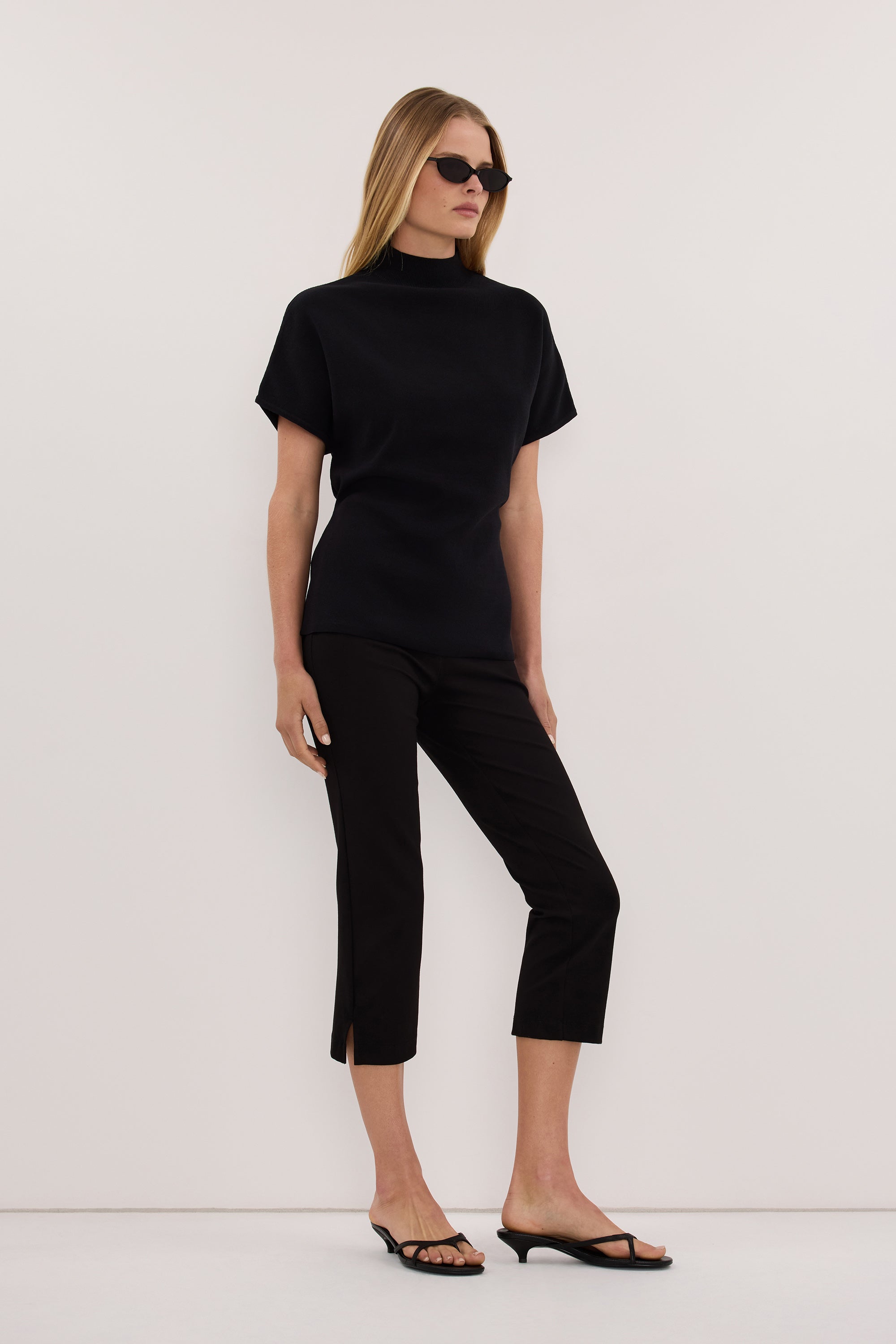 DIANA BLACK FUNNEL NECK TOP