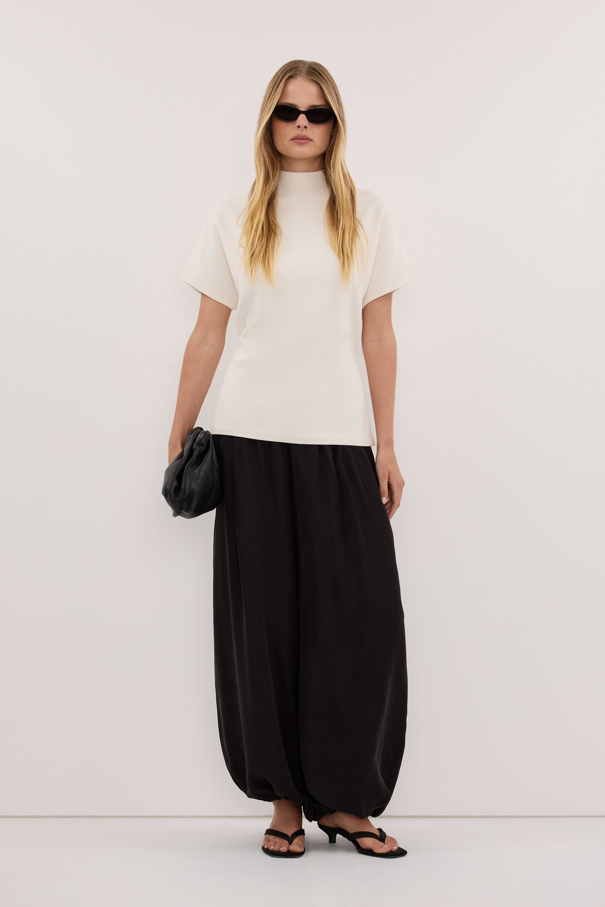 DIANA OFF WHITE FUNNEL NECK TOP
