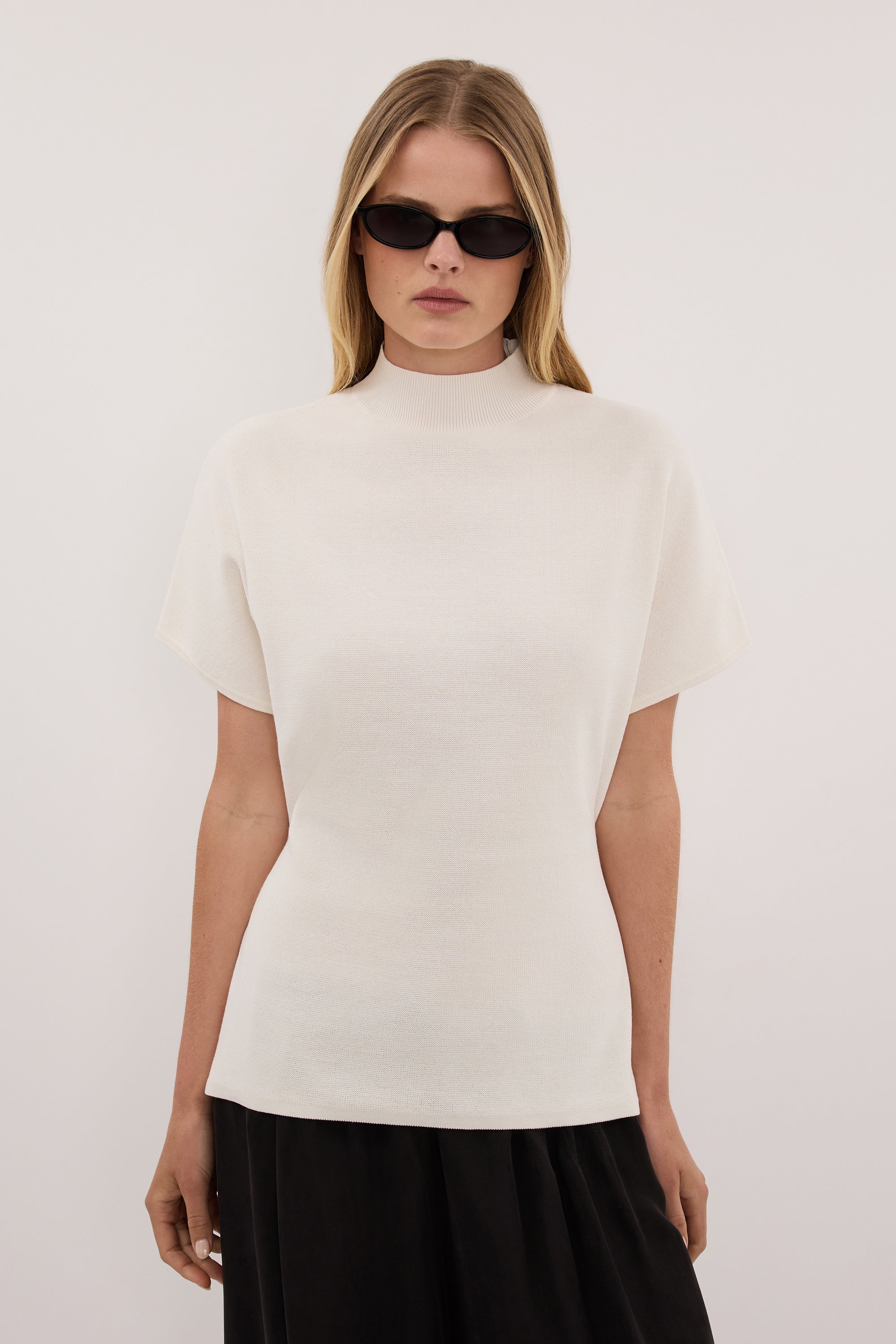 DIANA OFF WHITE FUNNEL NECK TOP