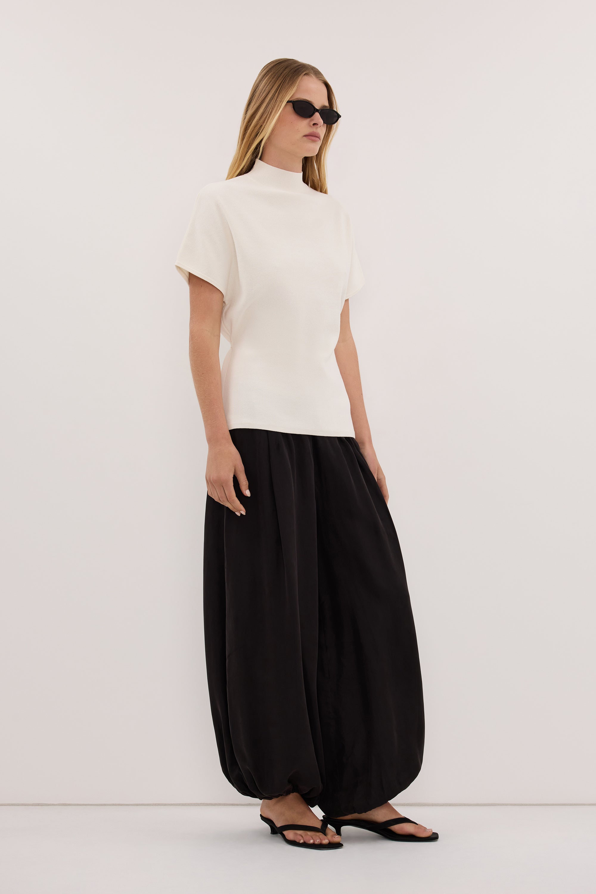 DIANA OFF WHITE FUNNEL NECK TOP