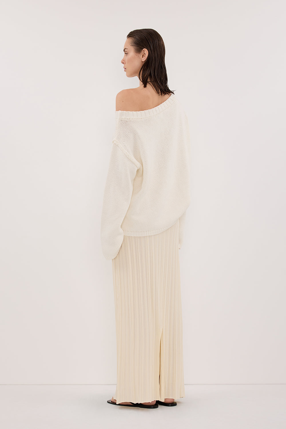 SYLVIA CREAM KNIT MIDI SKIRT Clothing DISSH Boutiques 