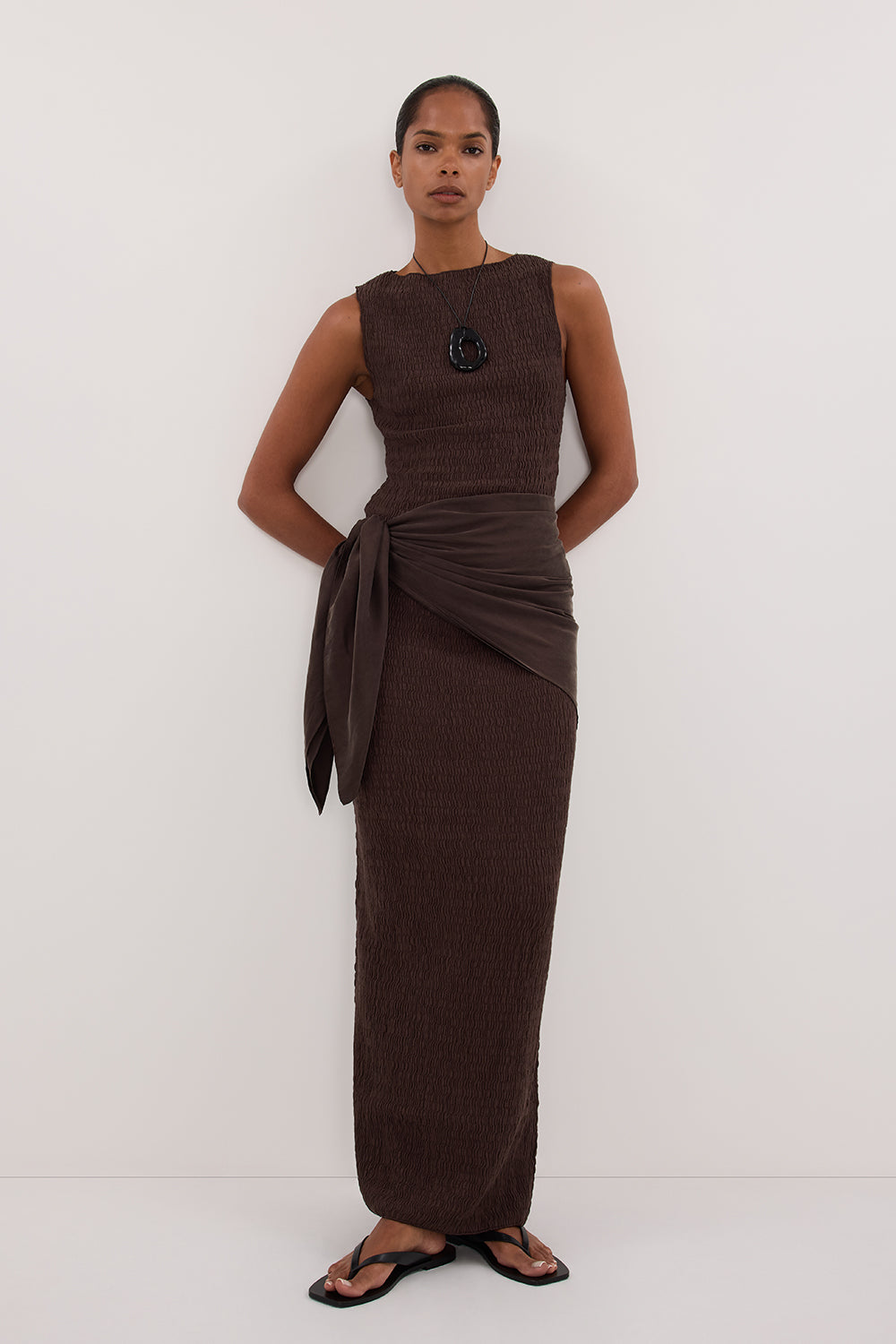MELISSA CHOCOLATE MIDI SKIRT Clothing DISSH Boutiques XS CHOCOLATE 