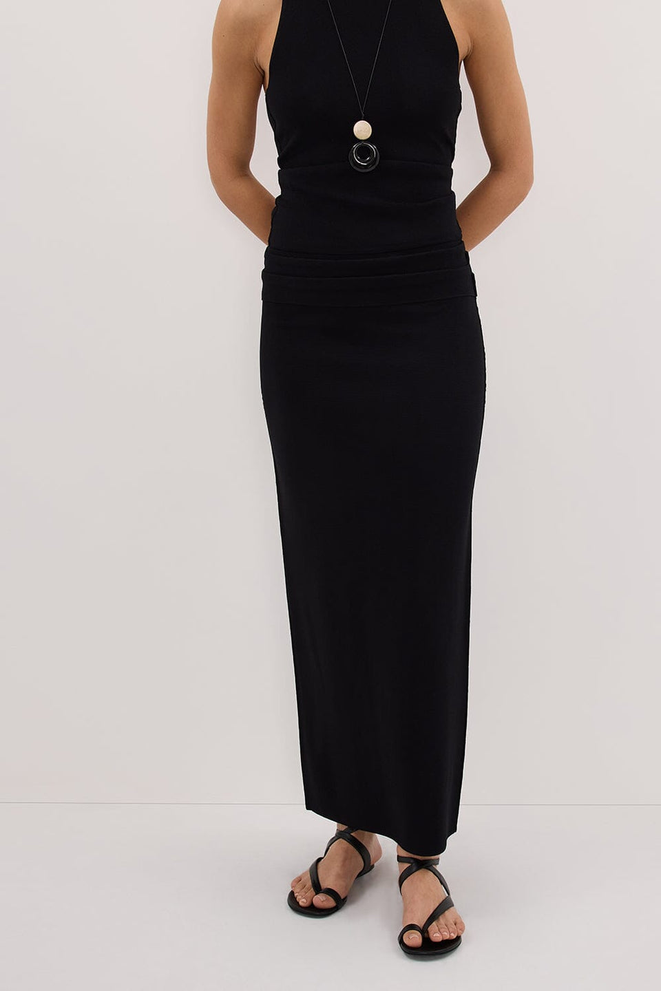 SOL BLACK KNIT MIDI SKIRT Clothing DISSH Boutiques 