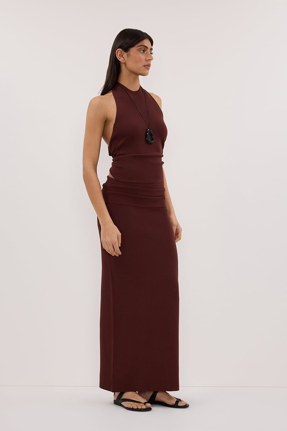 SOL CINNAMON KNIT MIDI SKIRT Clothing DISSH Boutiques 