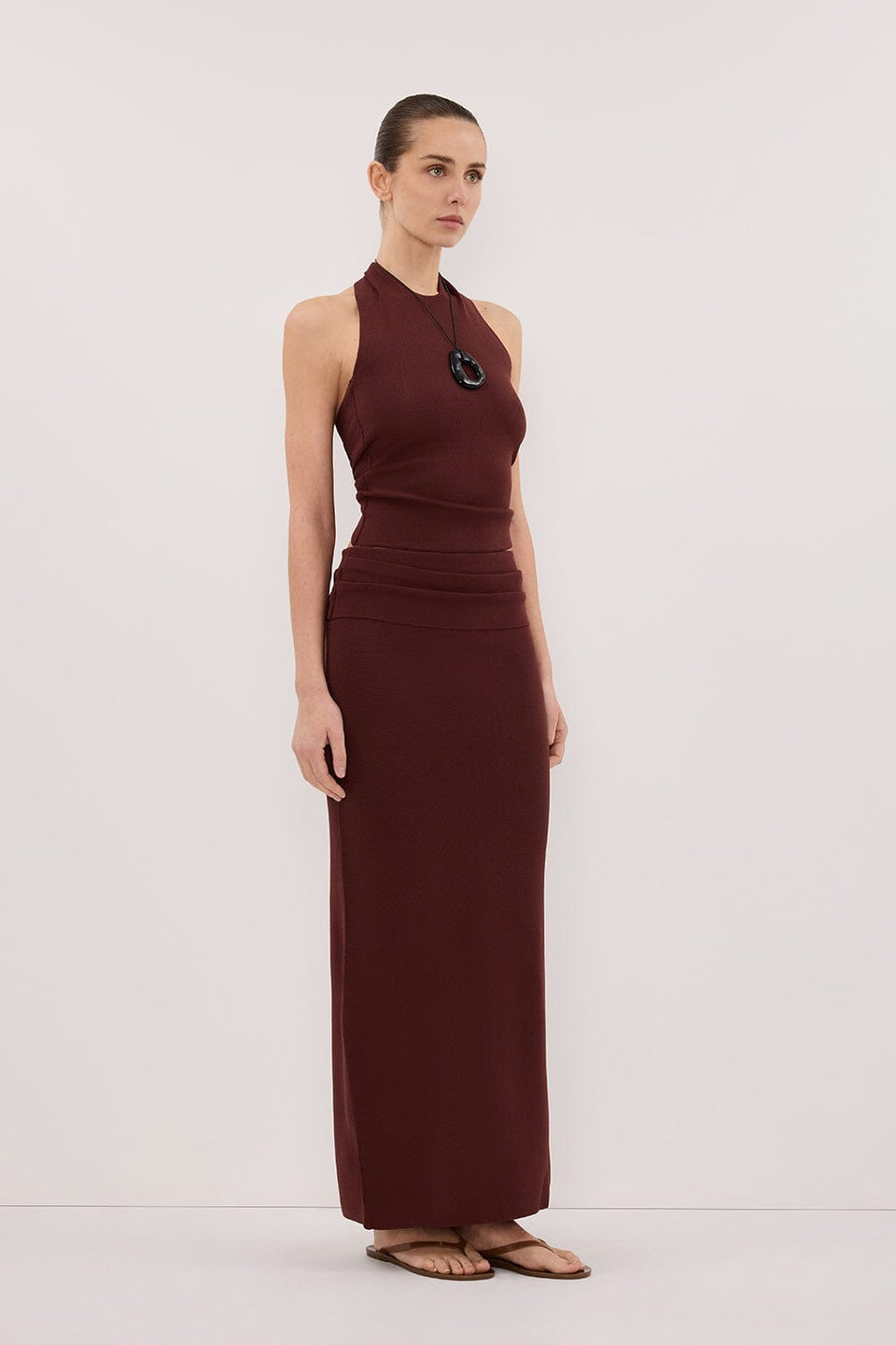 SOL CINNAMON KNIT MIDI SKIRT Clothing DISSH Boutiques 