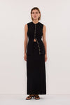 ZOE BLACK SCALLOPED KNIT MIDI SKIRT