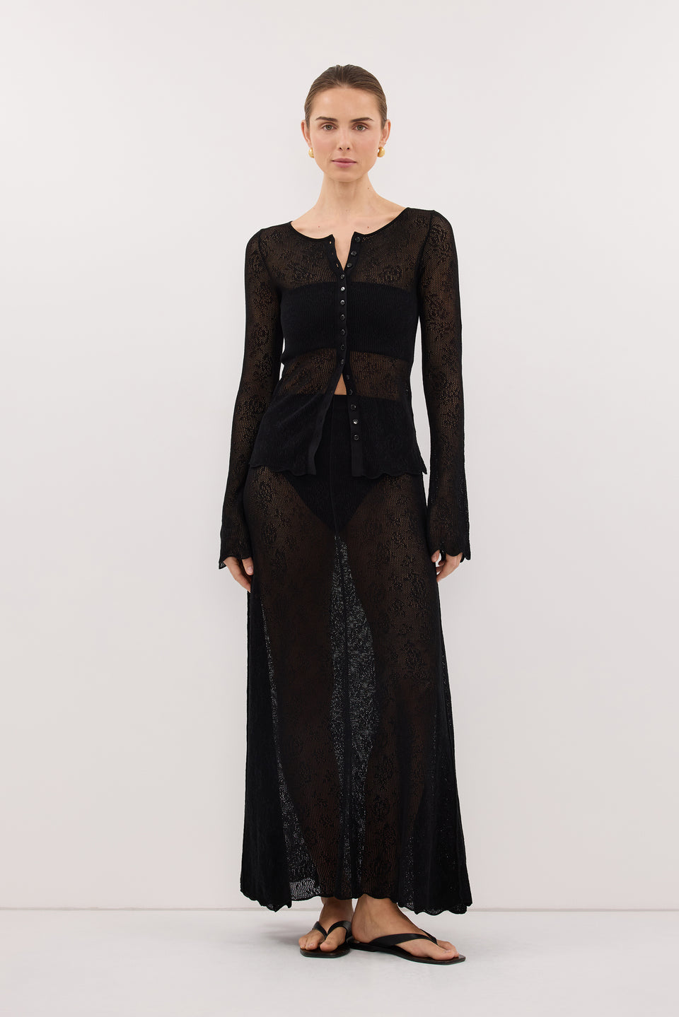 DELIA BLACK LACE MAXI SKIRT