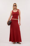 HARRIET BURNT RED KNIT MAXI SKIRT