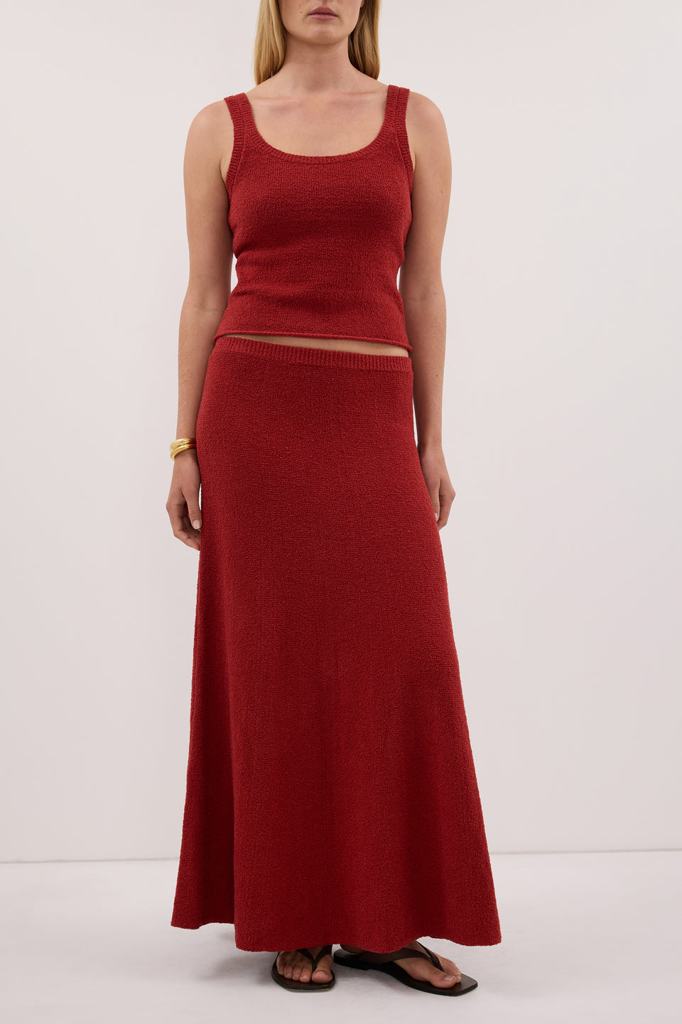 HARRIET BURNT RED KNIT MAXI SKIRT