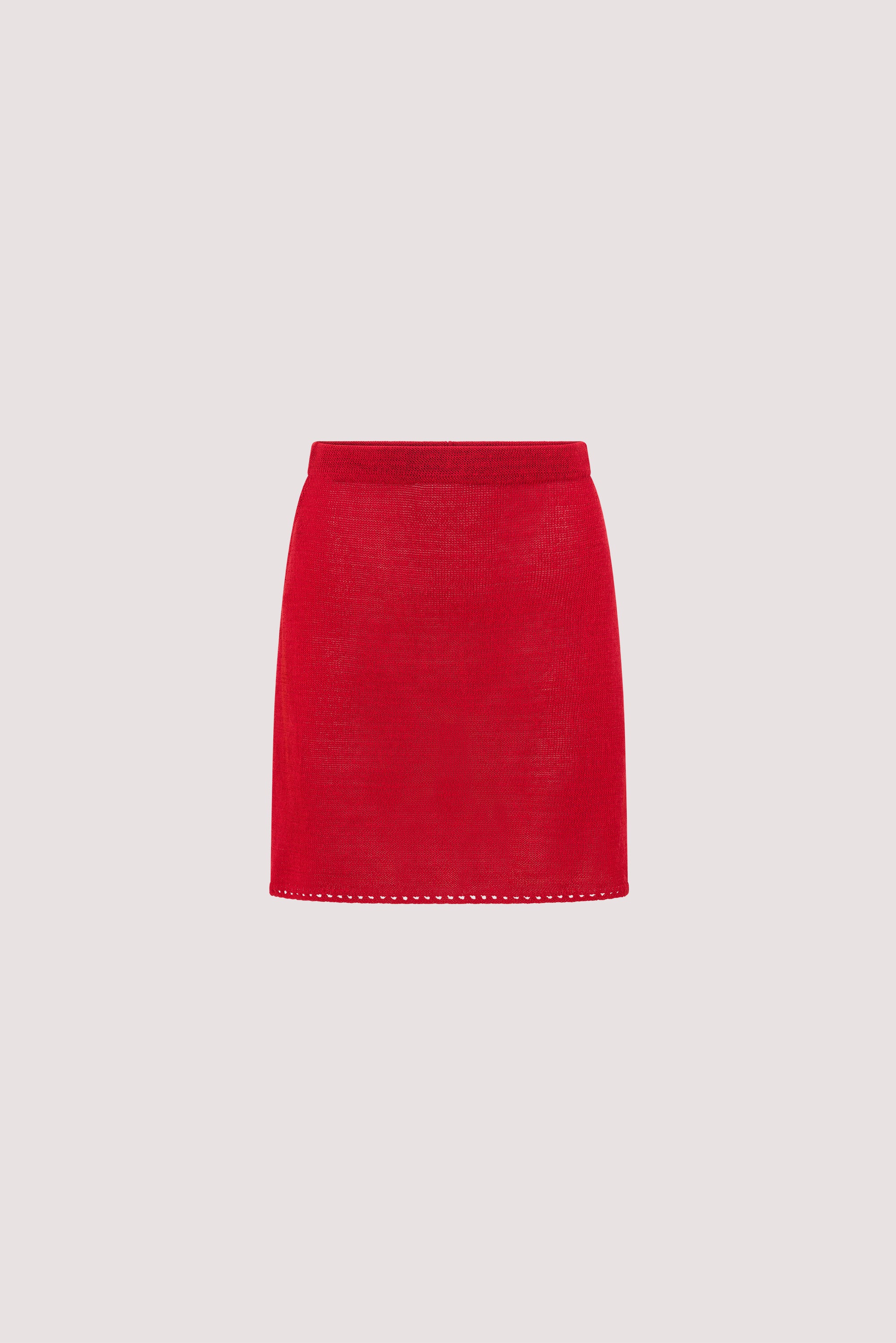 TARI RED KNIT MINI SKIRT