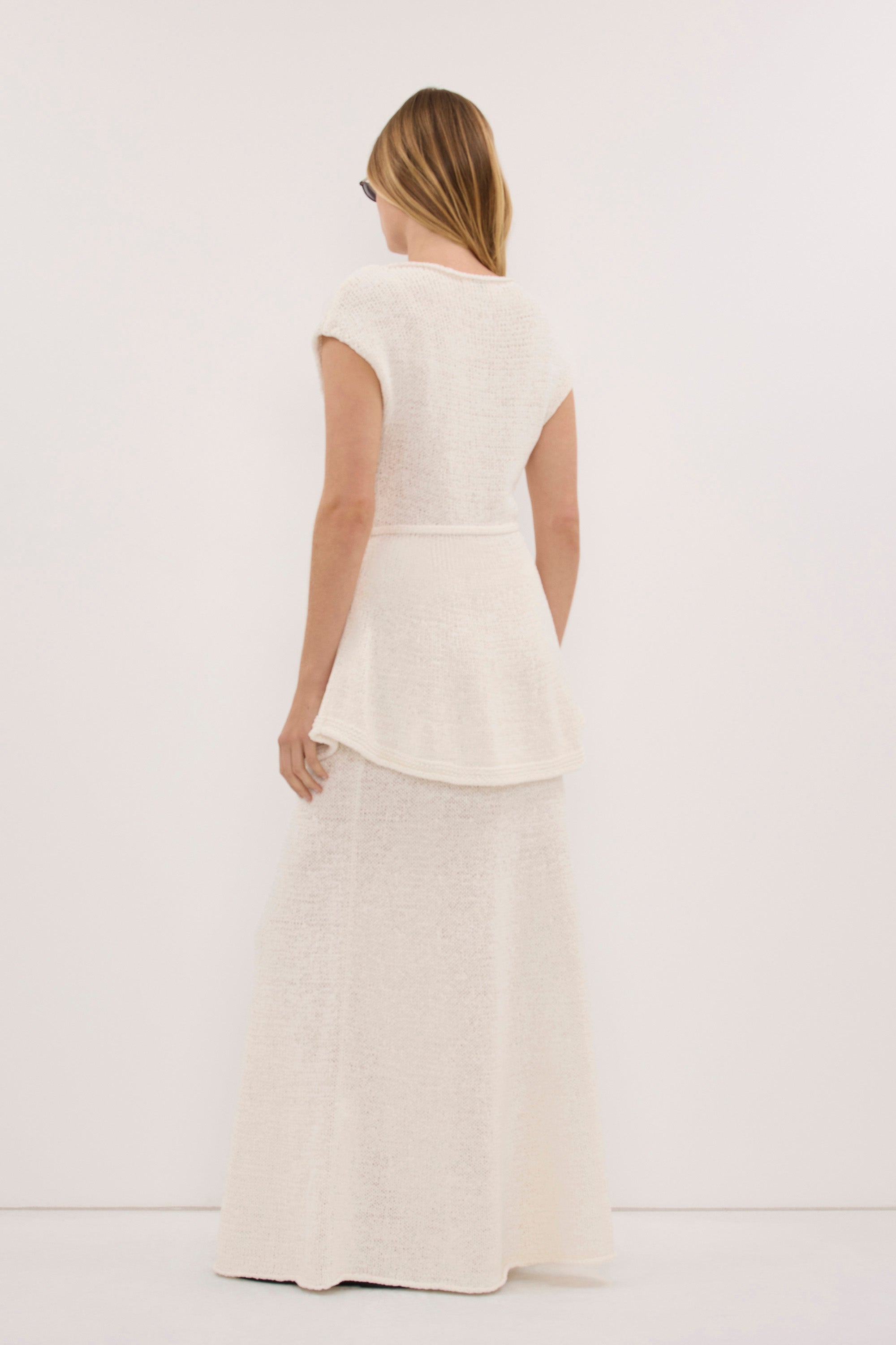 MIREYA OFF WHITE KNIT MAXI SKIRT