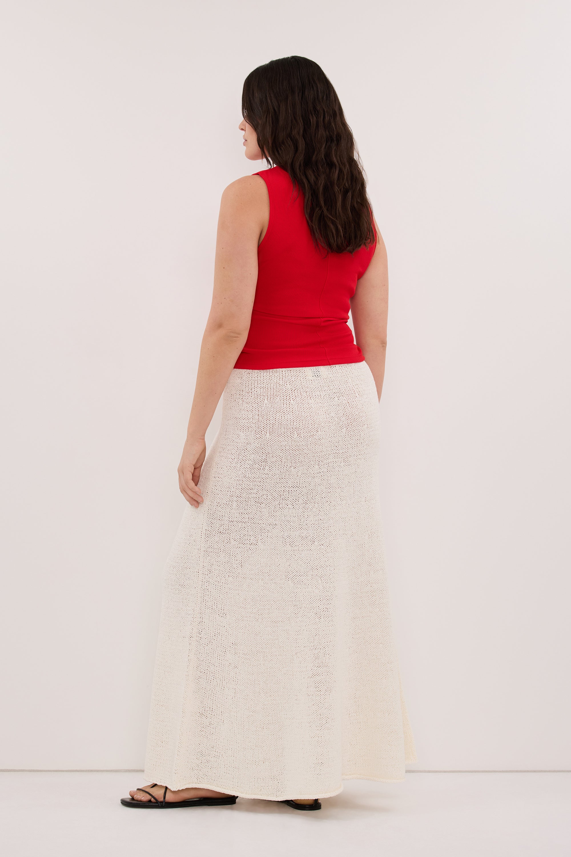 MIREYA OFF WHITE KNIT MAXI SKIRT