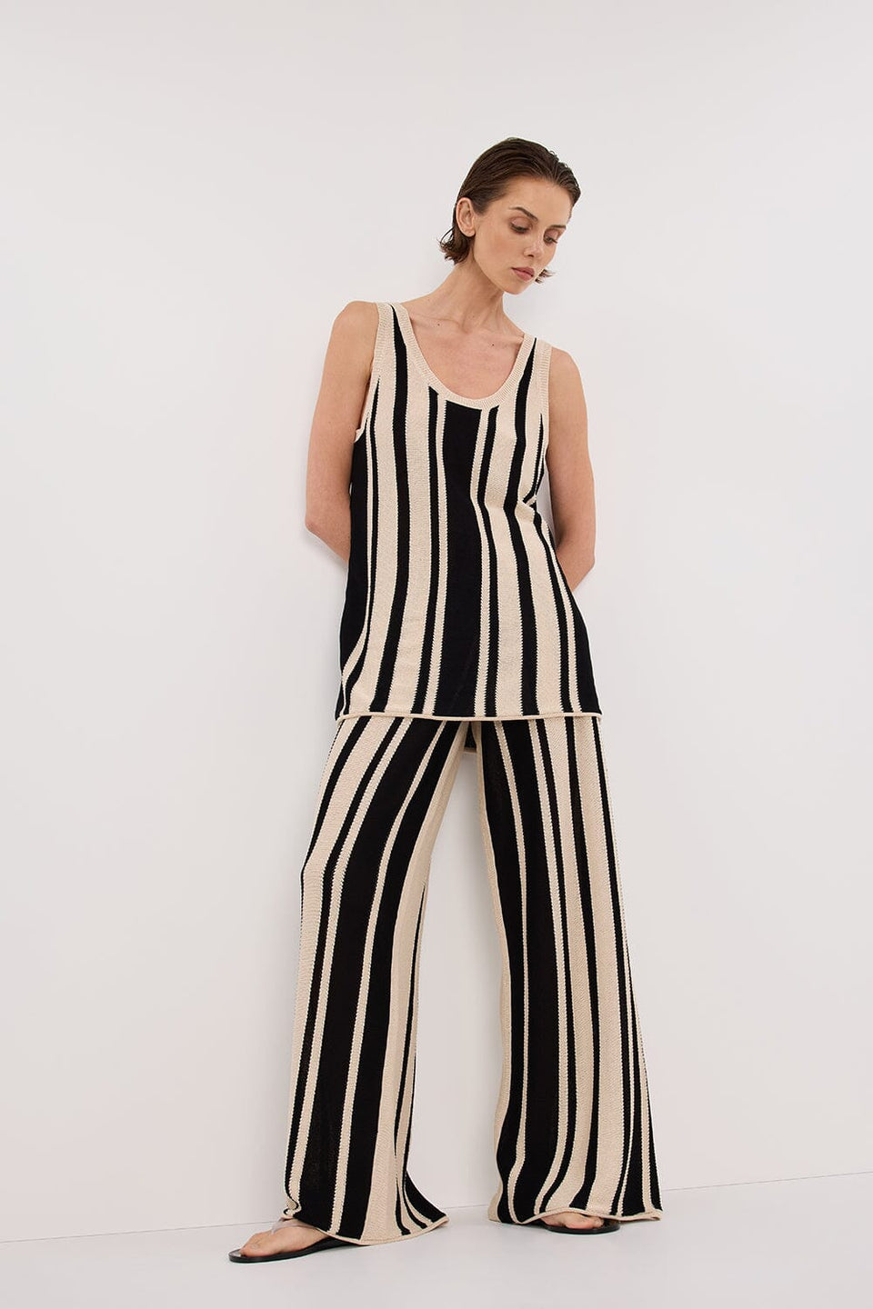 DELPHI STRIPE WIDE LEG KNIT PANT Clothing DISSH Boutiques XS STRIPE 