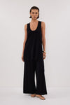 RAY BLACK WIDE LEG KNIT PANT