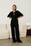 JAZZ BLACK WIDE LEG KNIT PANT