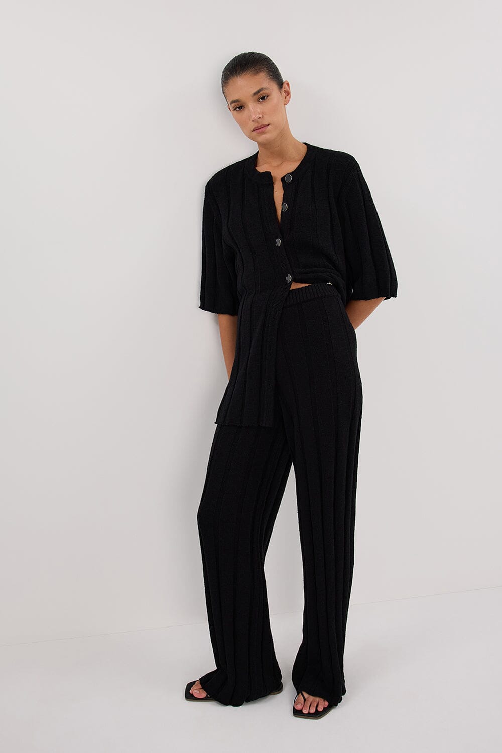 JAZZ BLACK WIDE LEG KNIT PANT? Clothing DISSH Boutiques 