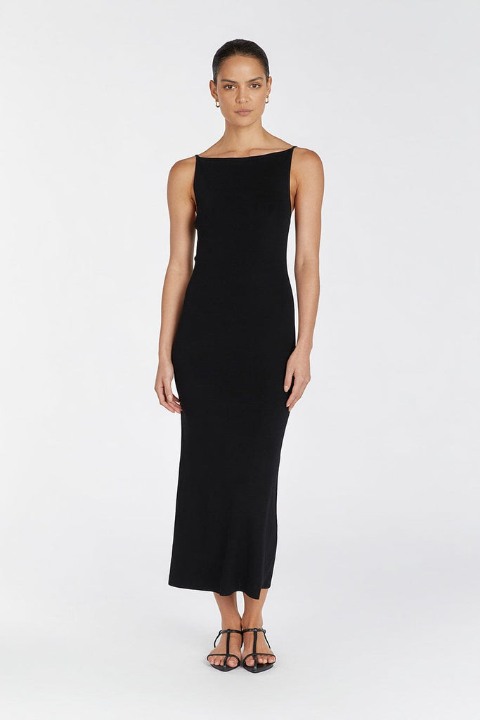 TAYLOR BLACK KNIT MIDI DRESS | Dissh