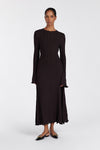 SYLVIA BITTER CHOC KNIT MIDI DRESS